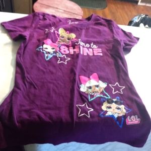 Little girls purple shirt short sleeve size 7-8